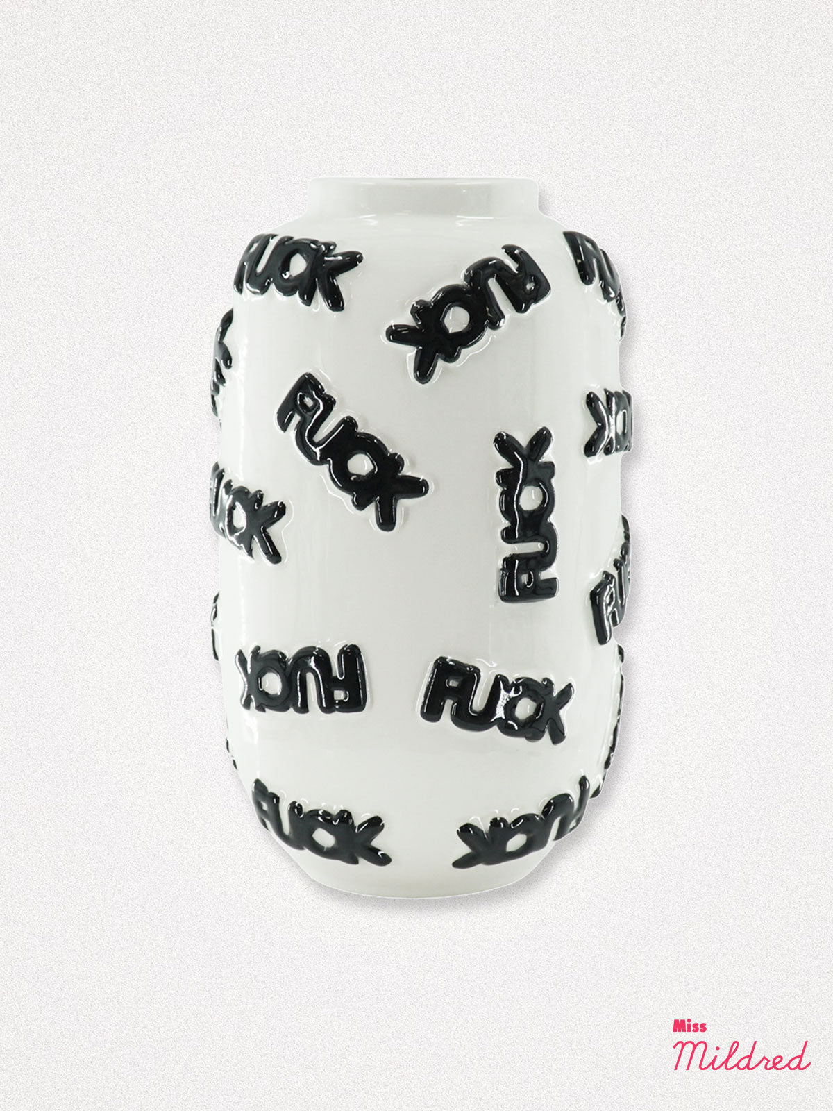 White and Black F*ck Word Ceramic Vase