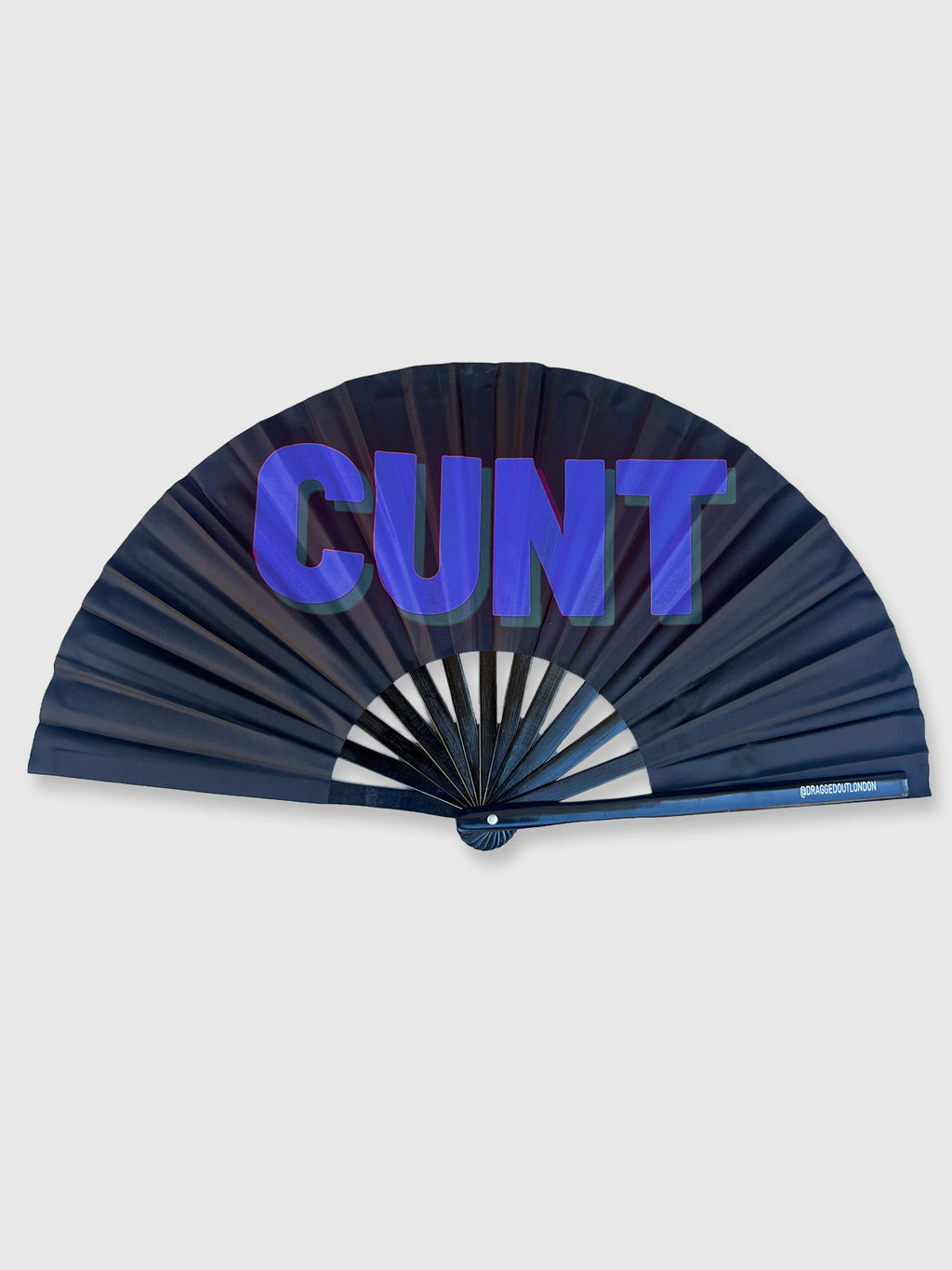 Very Large Hand Fan Black Blue Purple - Cunt