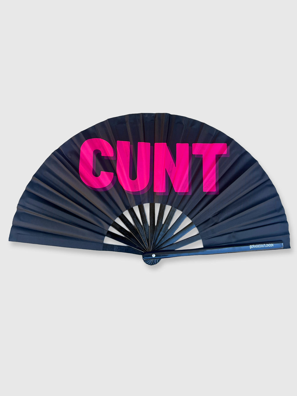 Very Large Hand Fan Black Neon Pink - Cunt