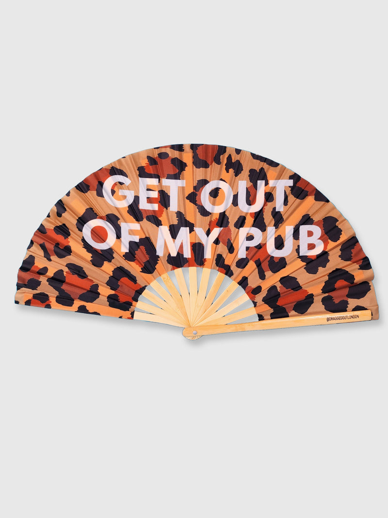 Very Large Hand Fan Leopard Print - Get Out of My Pub