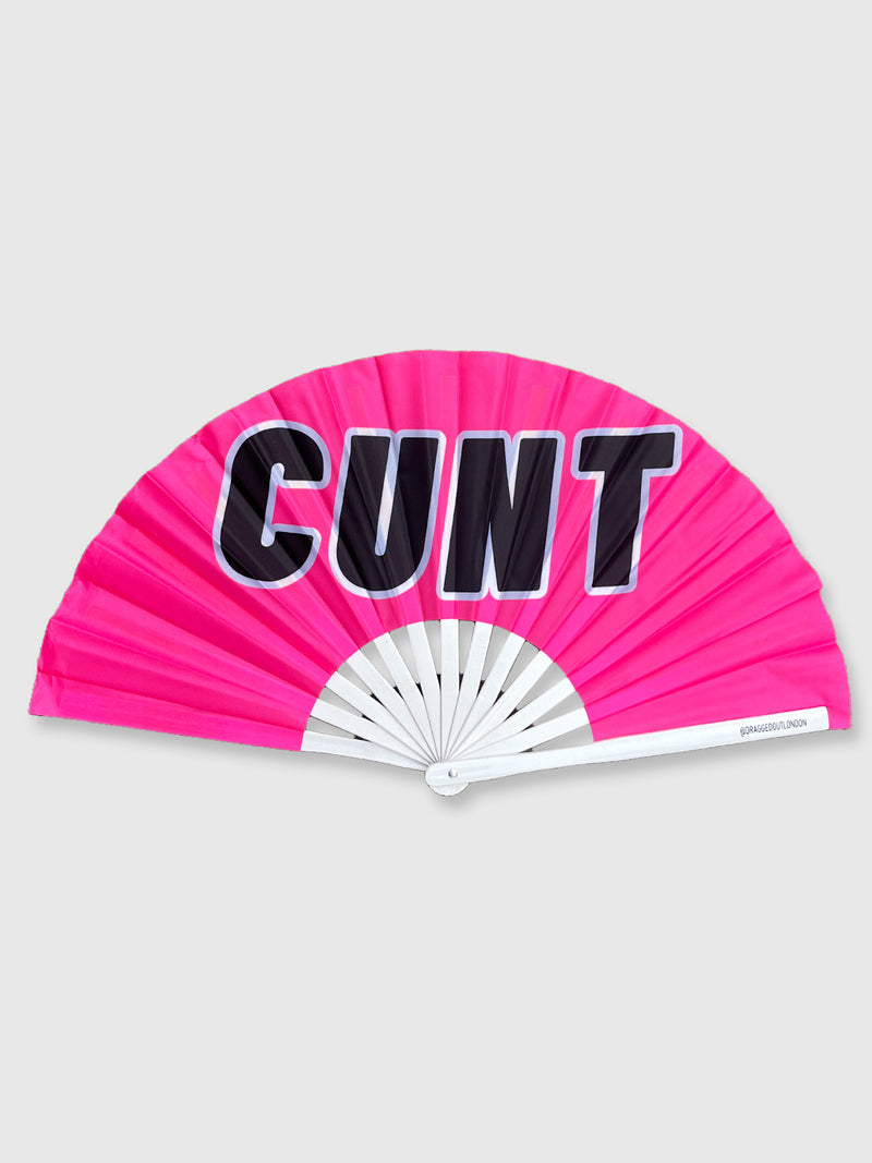 Very Large Hand Fan Neon Pink - Cunt