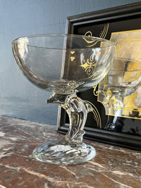 Vintage Dolphin Stem Coupe Glass