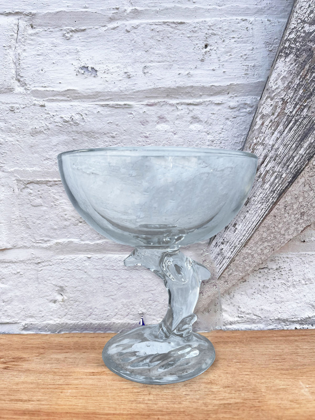 Vintage Dolphin Stem Coupe Glass