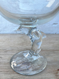 Vintage Dolphin Stem Coupe Glass