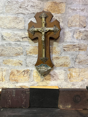 Vintage Religious Wall Cross Crucifix with Font