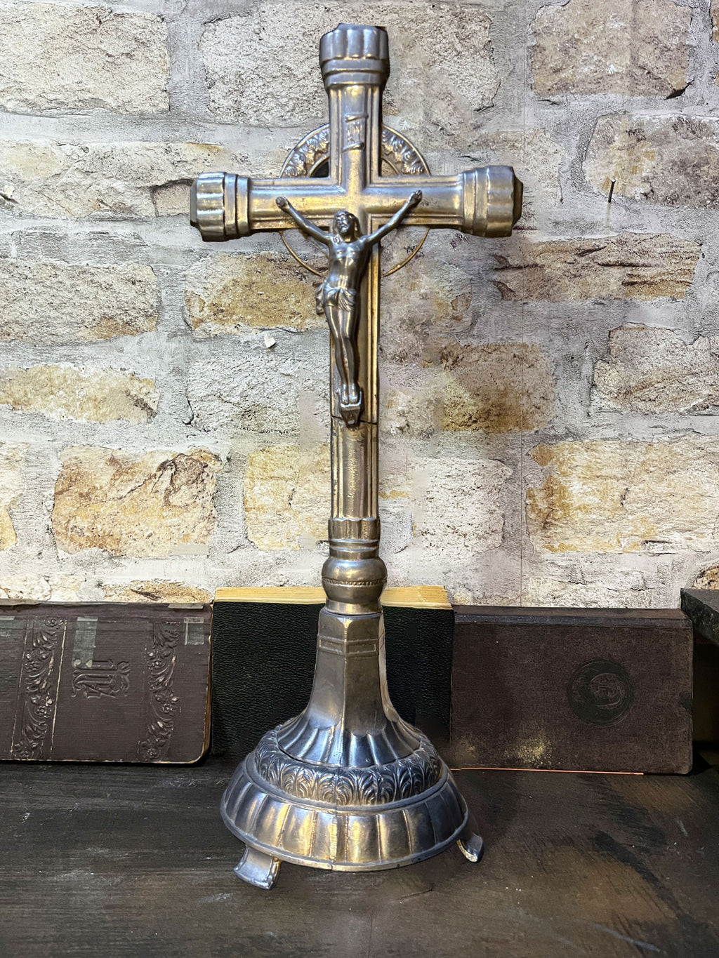 Vintage Religious Cross Crucifix Metal - 40cm