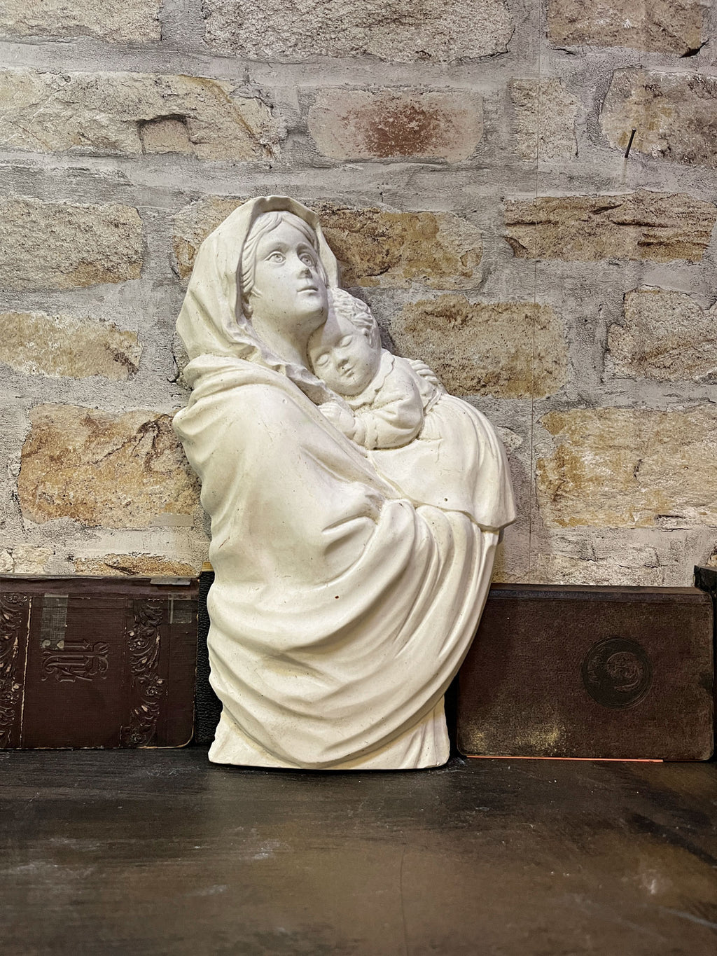 Vintage Religious Chalk / Plaster Mary and Child