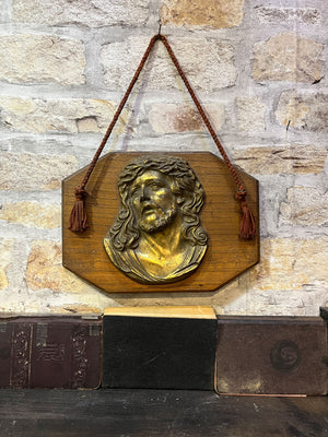 Vintage Religious Wooden Jesus Plaque Hanging