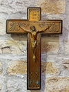 Vintage Religious Wall Cross Wooden and Metal Crucifix