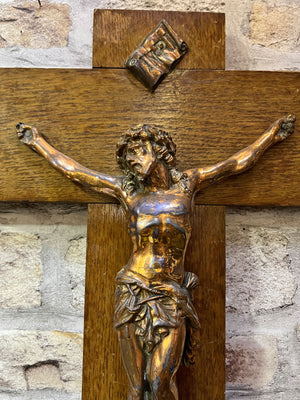 Vintage Religious Wall Cross Wooden Large