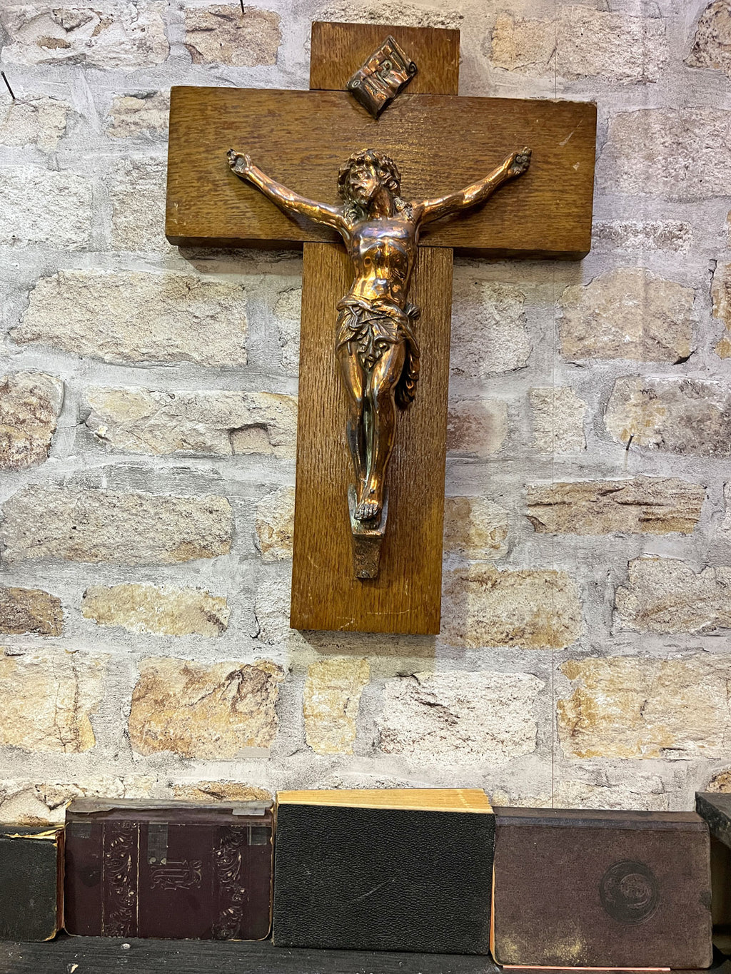 Vintage Religious Wall Cross Wooden Large