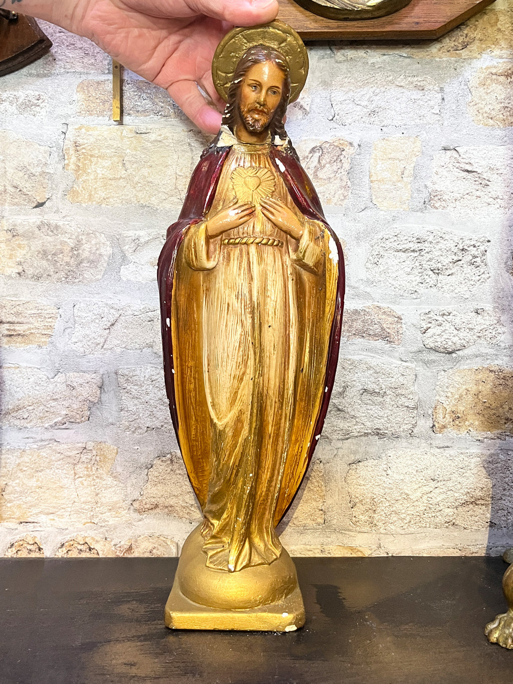 Vintage Religious Chalk / Plaster Jesus Statue