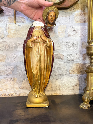 Vintage Religious Chalk / Plaster Jesus Statue
