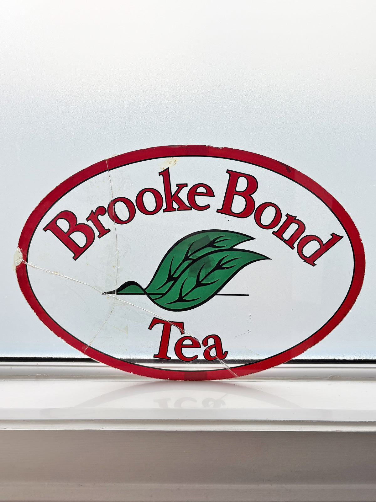 Vintage Reverse Glass Advertising Shop Oval Sign - Brooke Bond Tea
