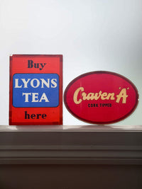 Vintage Glass Tobacco Advertising Shop Sign - Craven 'A'