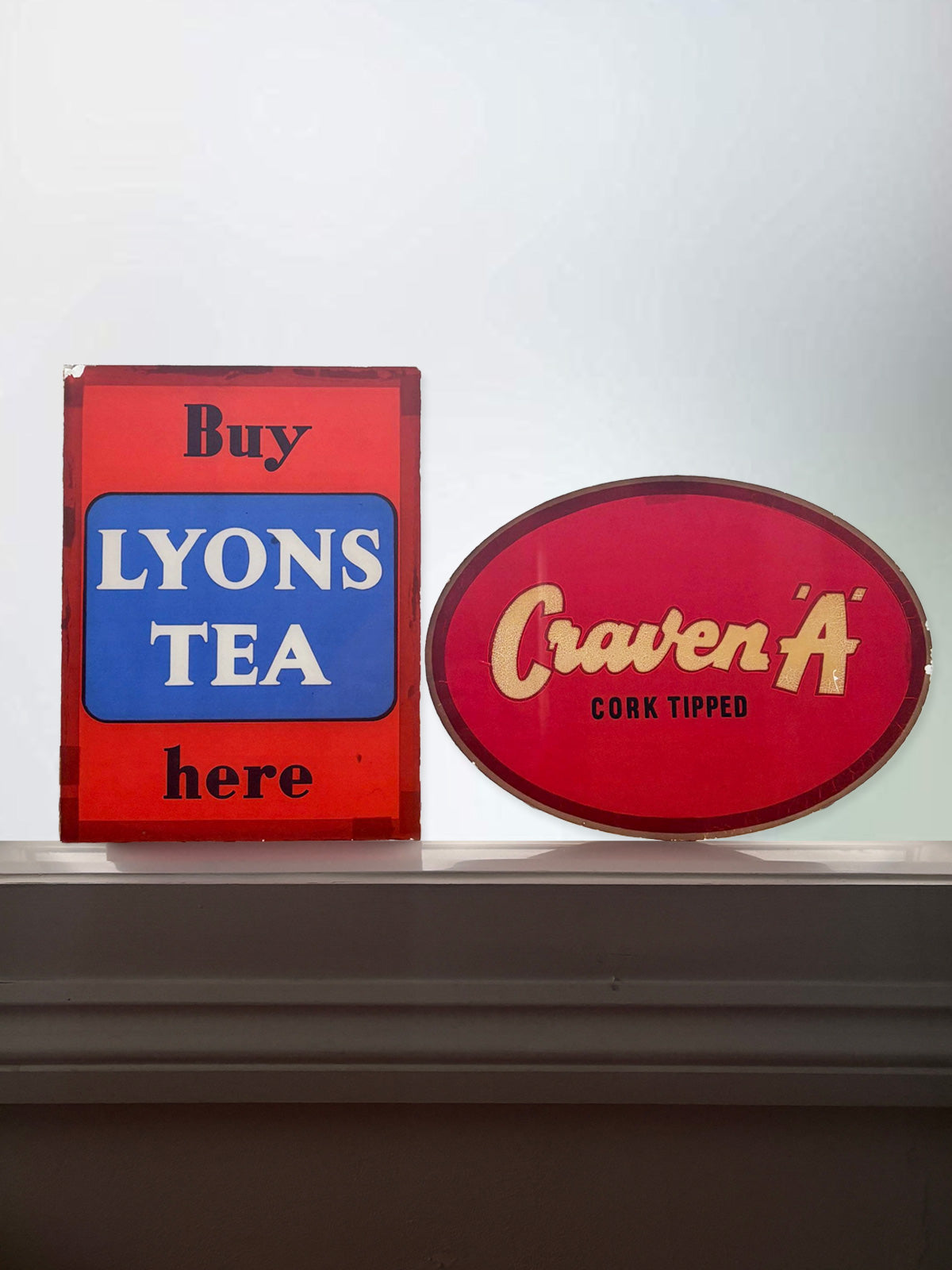 Vintage Glass Tobacco Advertising Shop Sign - Craven 'A'