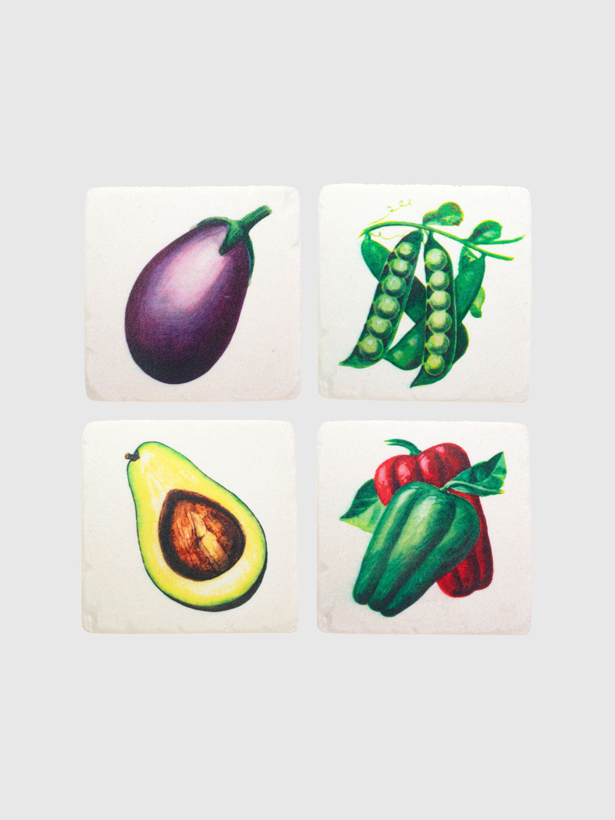 Retro Vegetables Tile Coasters - Set of 4