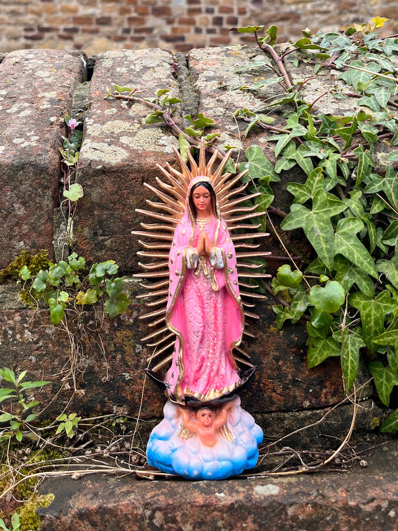 Virgin Madonna of Guadalupe Resin Statue - Pink