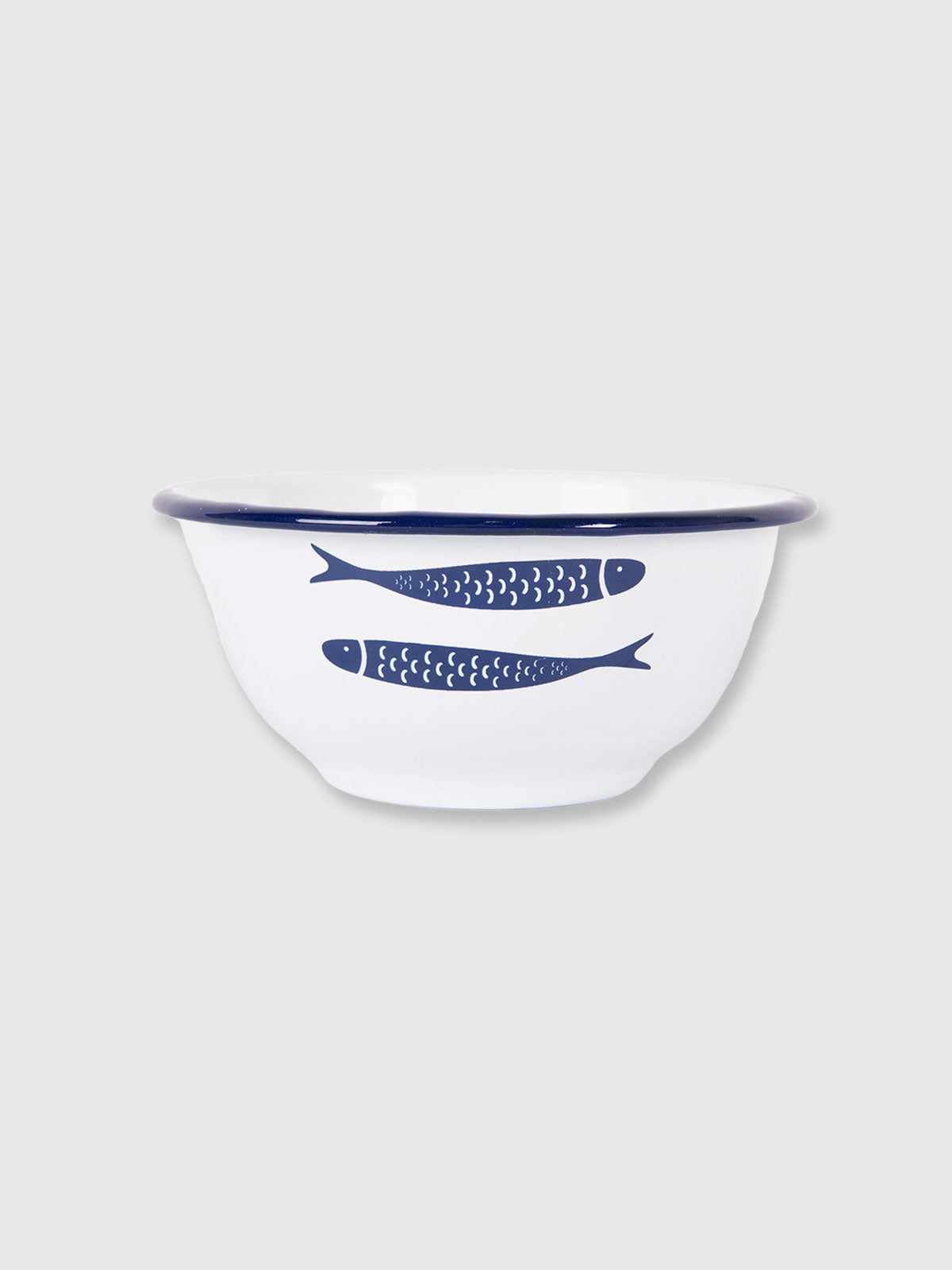 Enamel Fish Design White and Blue Soup Bowl