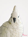 White Parrot Ceramic Bird Storage Jar