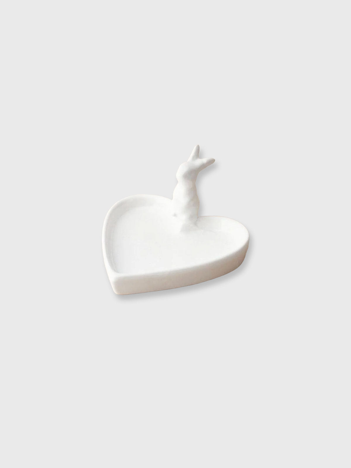 White Ceramic Rabbit Heart Shaped Dish