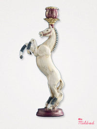 White Circus Horse Candle Holder