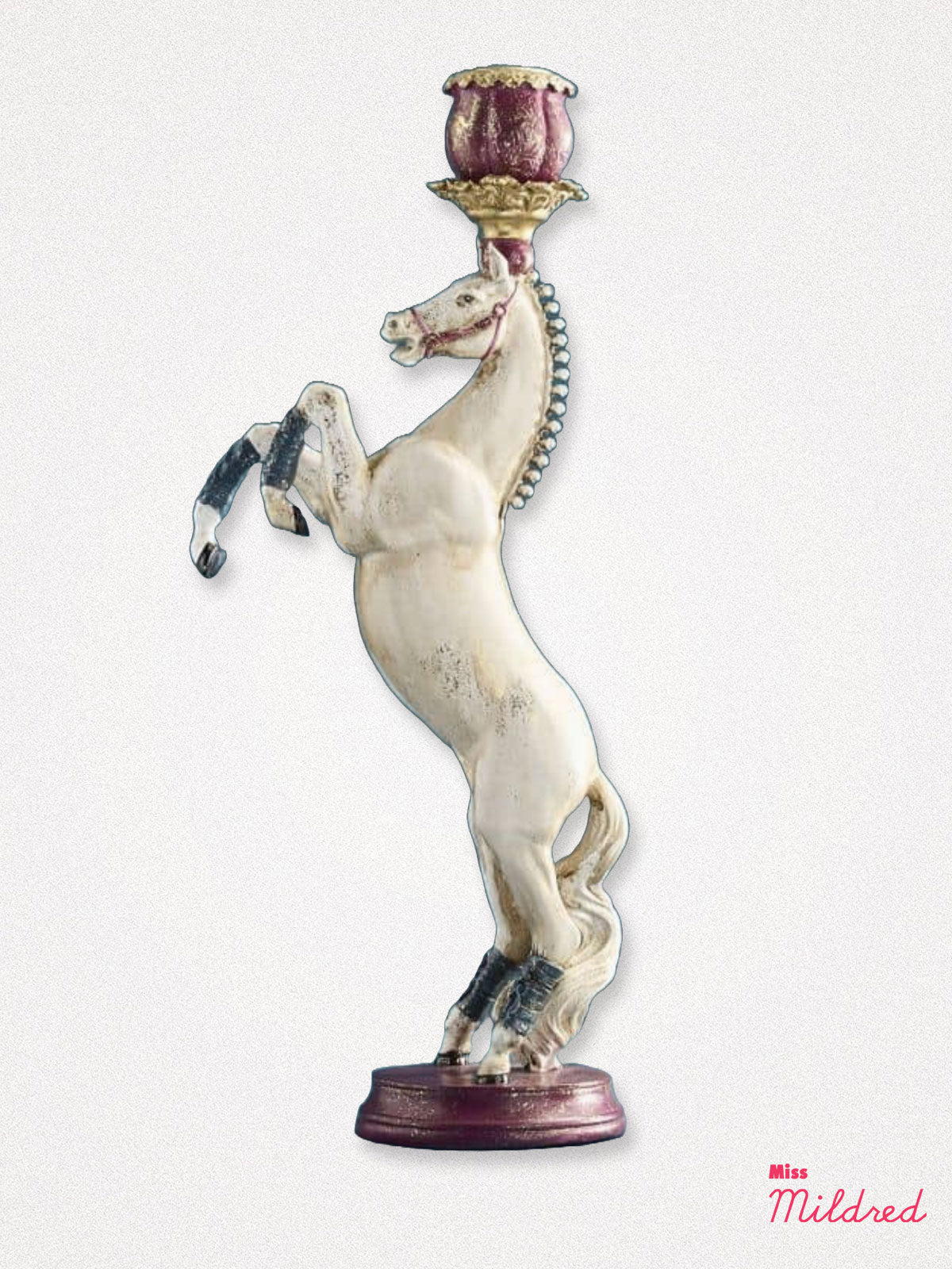 White Circus Horse Candle Holder