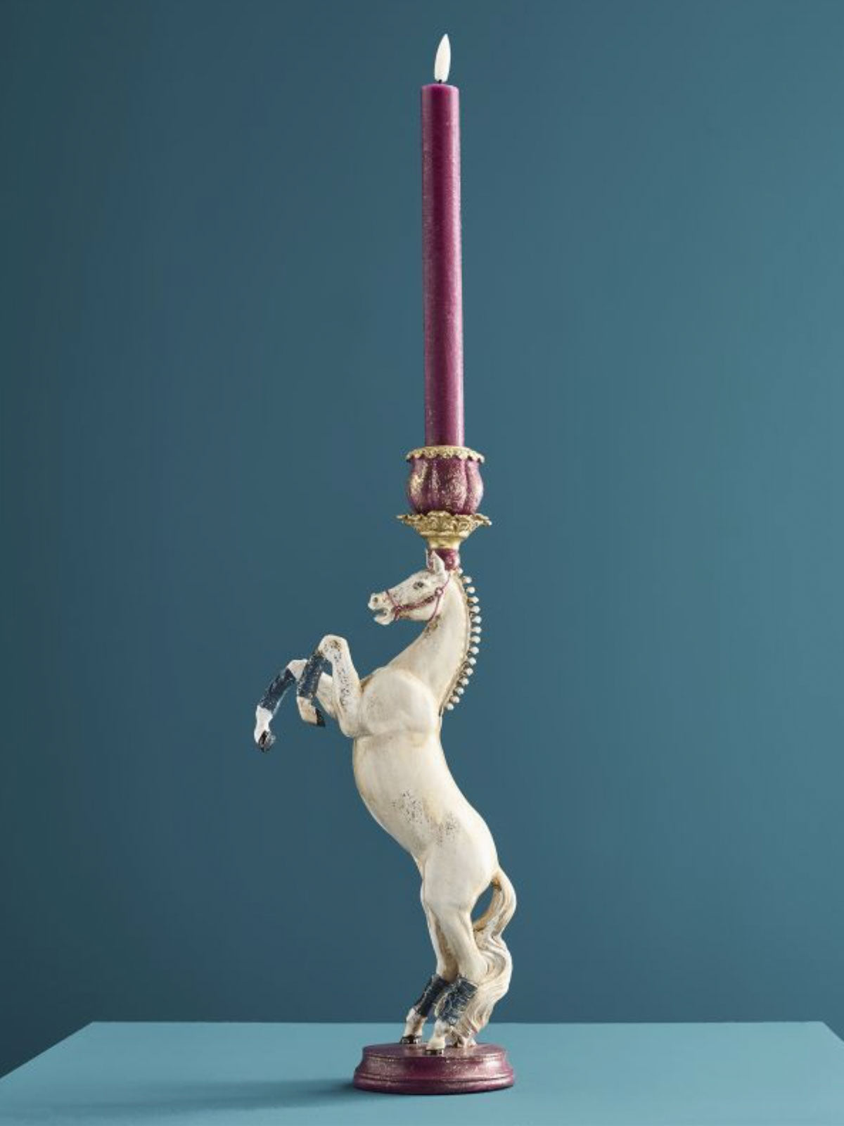 White Circus Horse Candle Holder