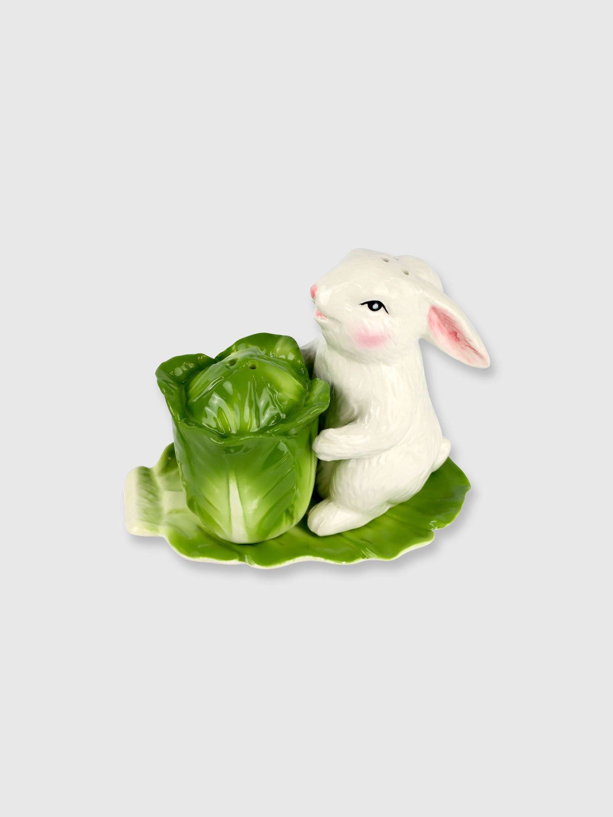 White Rabbit Green Cabbage Salt n Pepper Shaker Set