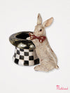 White Rabbit with Checkered Hat Figurine