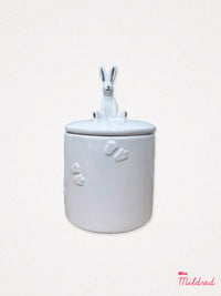Bunny Treaty Jar White Ceramic