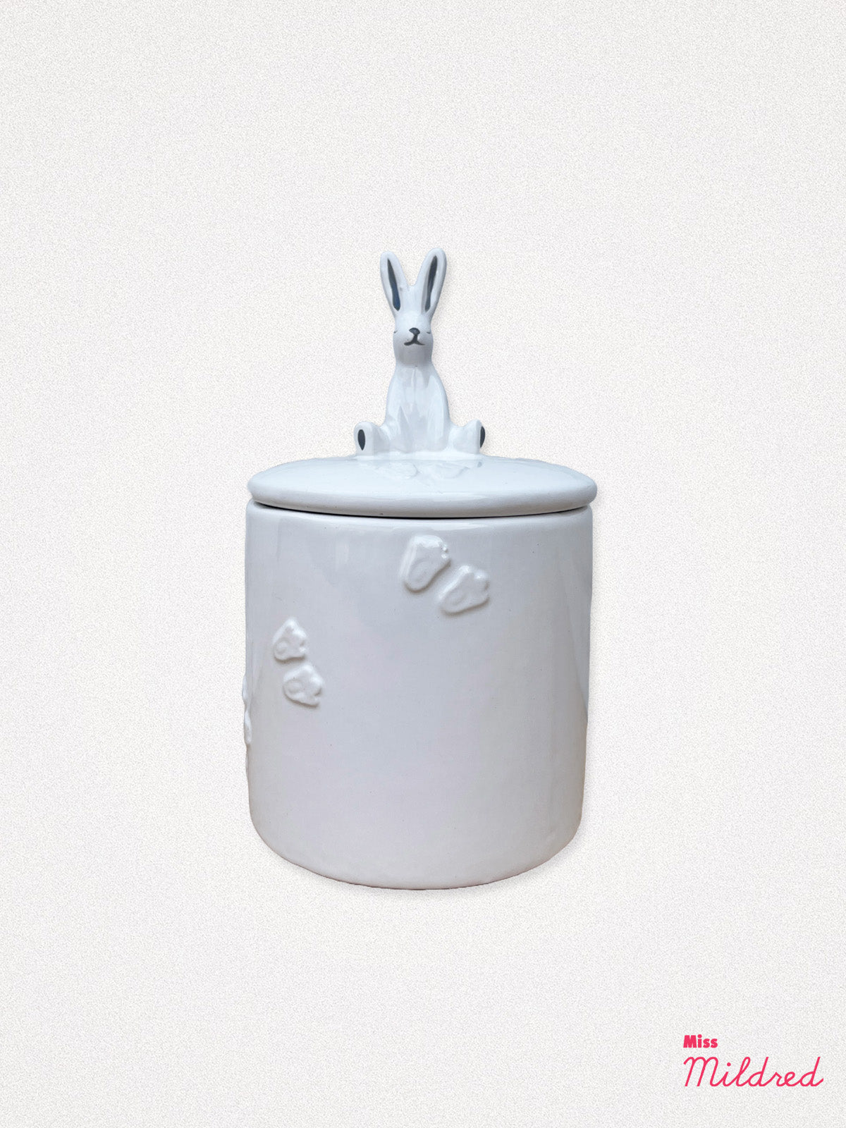 Bunny Treaty Jar White Ceramic