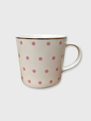 Pink and White Polka Mug