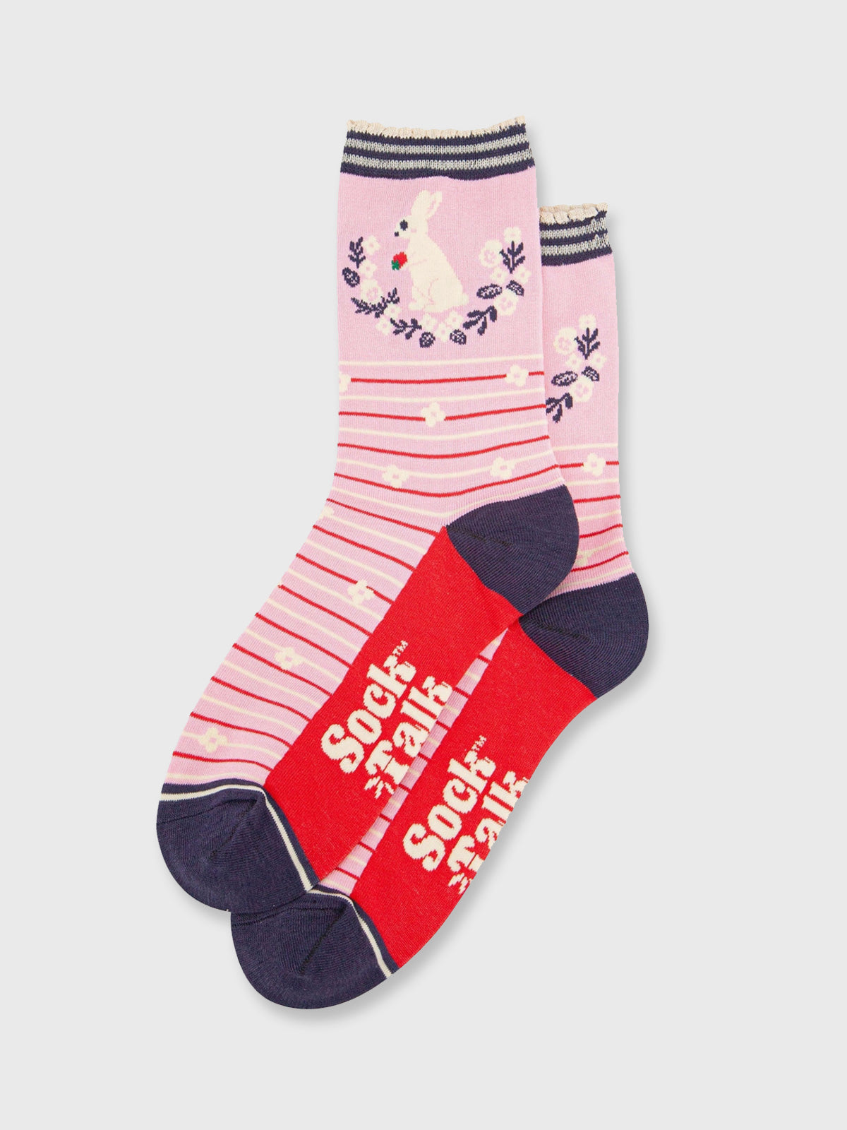 Bunny and Wreath Bamboo Socks - Ladies