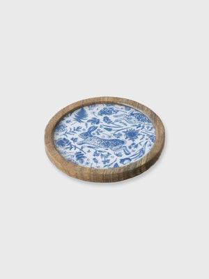 Blue Floral Rabbit Enamelled Coaster