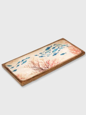Wooden Large Rectangle Ocean Fish Serving Tray 40cm