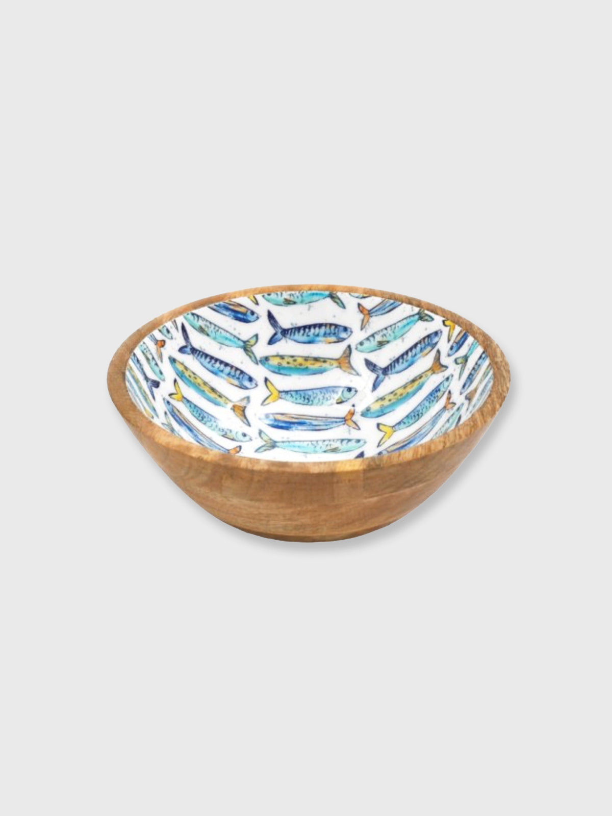 Wooden Salad Bowl 17.5cm - Sardine Print