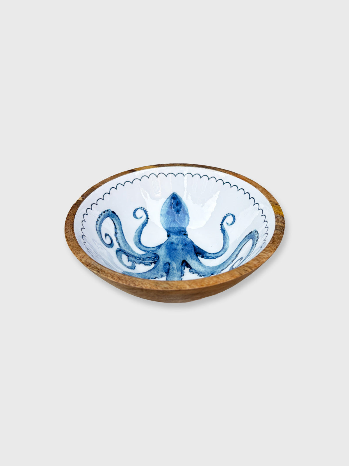 Wooden Salad Bowl 17.5cm - Octopus