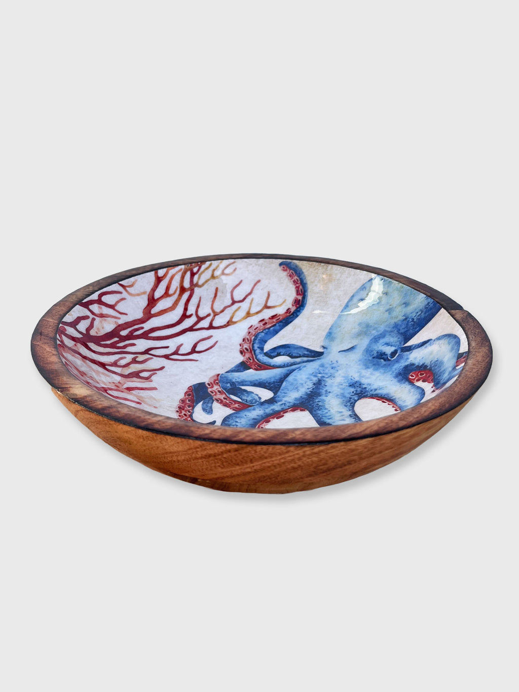 Wooden Salad Bowl 25cm - Octopus