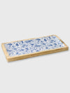 Blue Floral Rabbit Wooden Platter Tray - 40cm