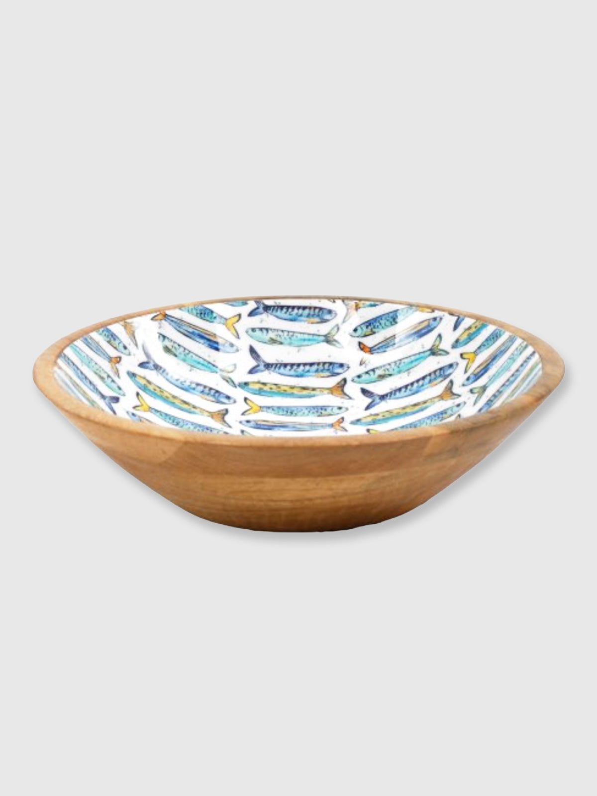 Wooden Salad Bowl 30cm - Sardine Print
