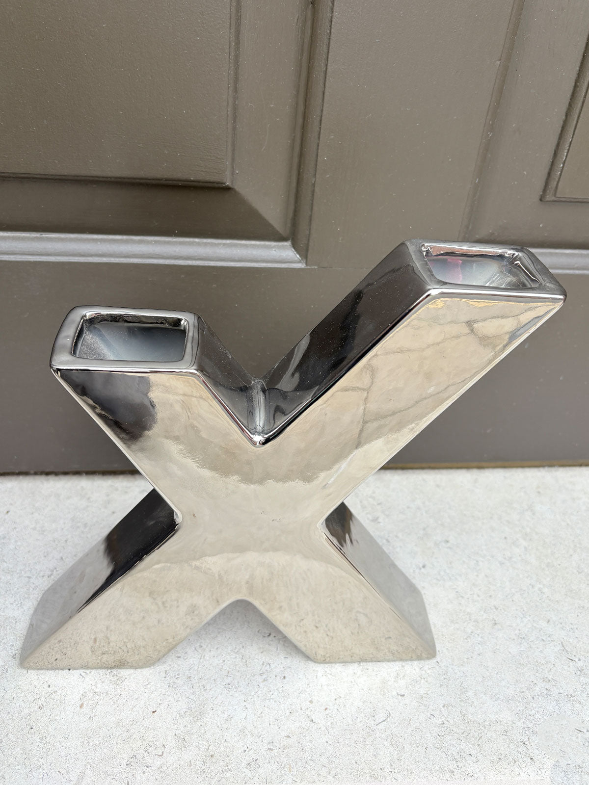 X - Silver Ceramic Large Letter