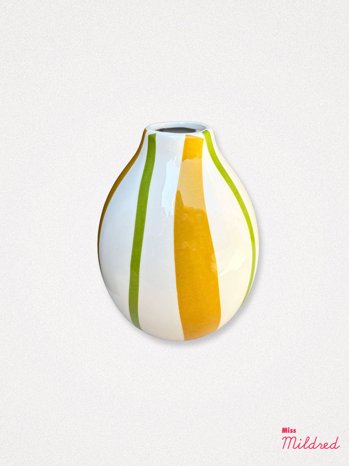 Yellow & Green Stripe Songbird Vase - 13cm