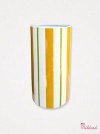 Yellow & Green Stripe Songbird Vase - 21cm