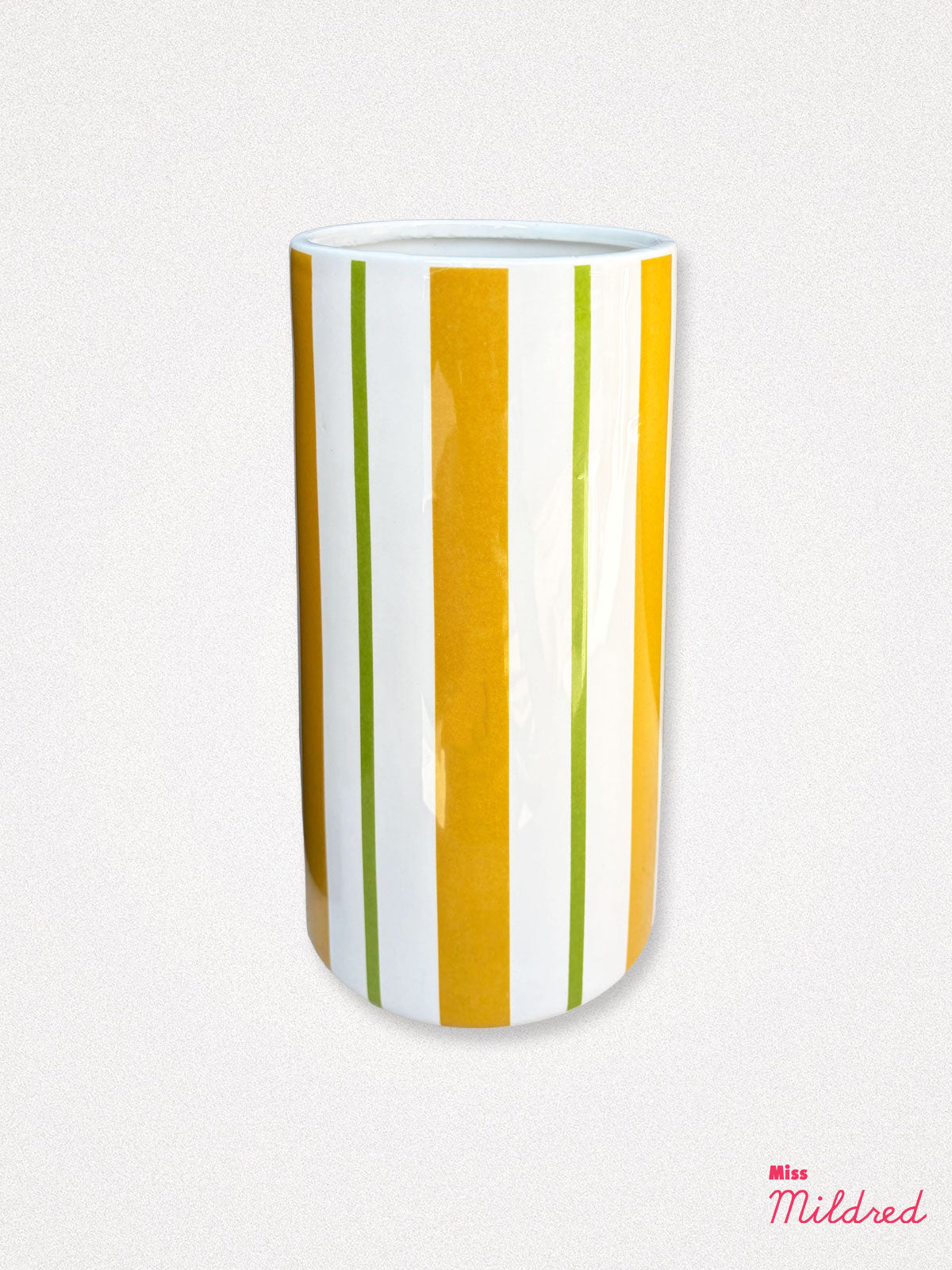 Yellow & Green Stripe Songbird Vase - 21cm