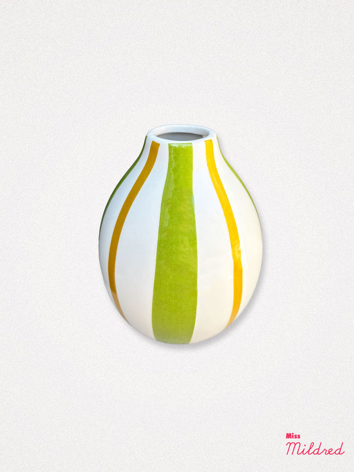 Green & Yellow Stripe Songbird Vase - 13cm