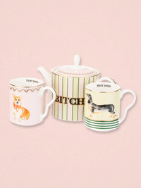 Yvonne Ellen Dog Teapot and 2 Mugs Gift Set