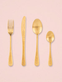 Yvonne Ellen Gold Slogan Cutlery Set - 16 pieces