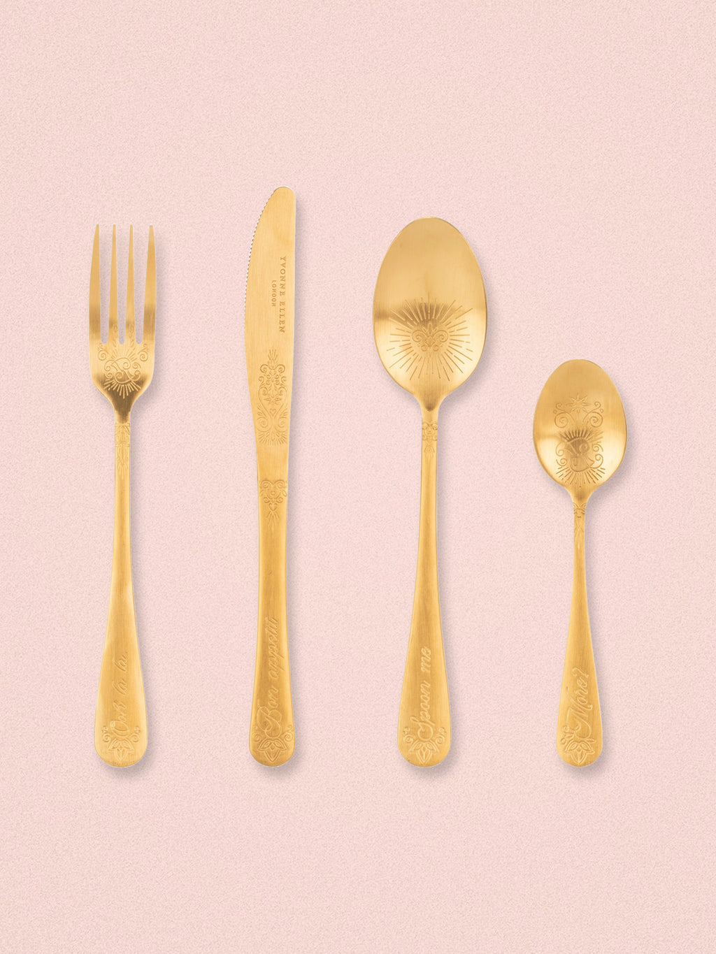 Yvonne Ellen Gold Slogan Cutlery Set - 16 pieces