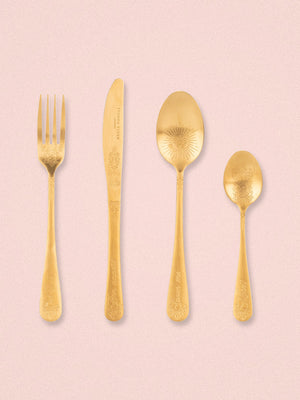 Yvonne Ellen Gold Slogan Cutlery Set - 16 pieces